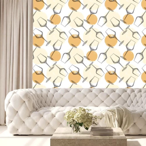 Behang Wine glass seamless pattern. Empty wine glass backdrop.