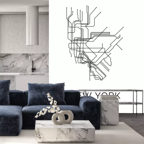 Sticker New York Metro line art black and white