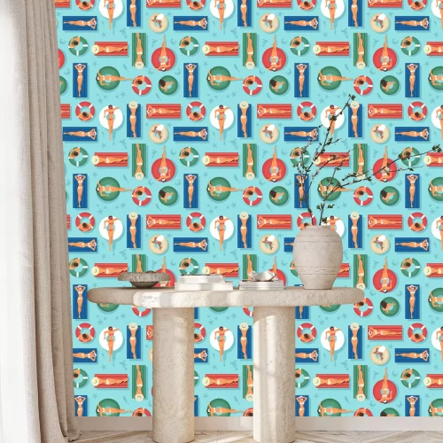 Behang Vakantie bij het zwembad