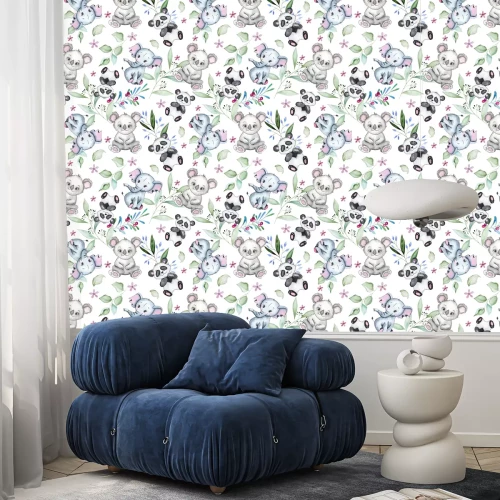 Behang Aquarel dieren kinder patroon