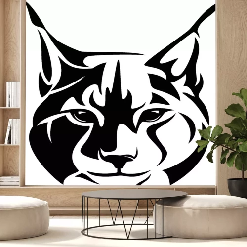 Sticker Lynx hoofd zwart-wit minimalistische afbeeldingen