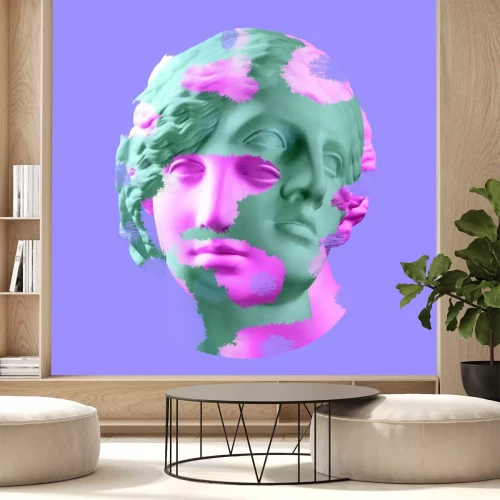 Sticker Modern conceptual art poster with ancient statue of bust of Venus. Collage of contemporary art.