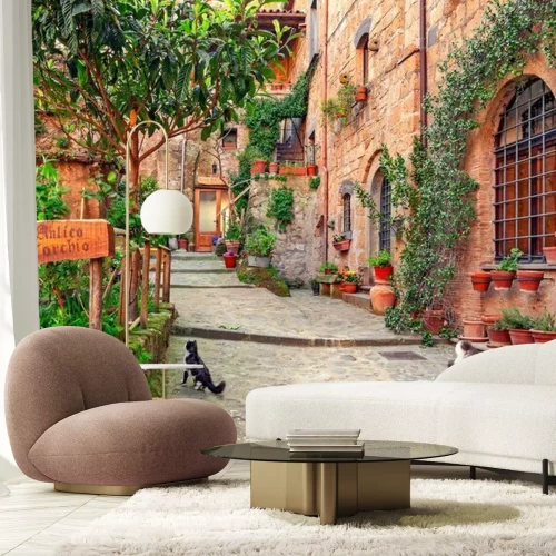 Fotobehang Toscane met straatjes