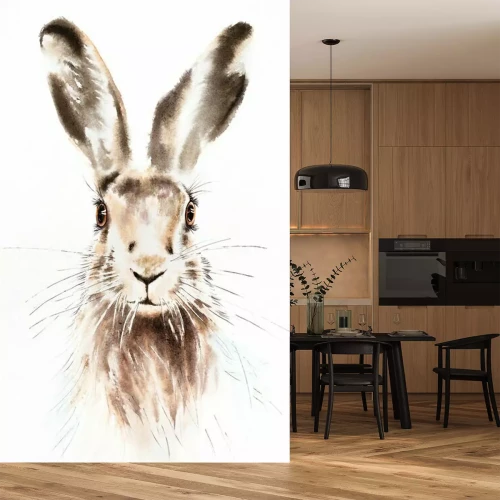 Sticker Aquarel van een konijnenkop