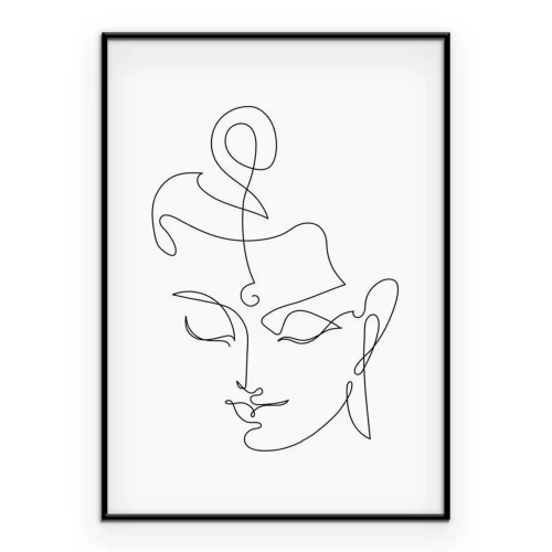 Poster Lijntekeningportret van Boeddha