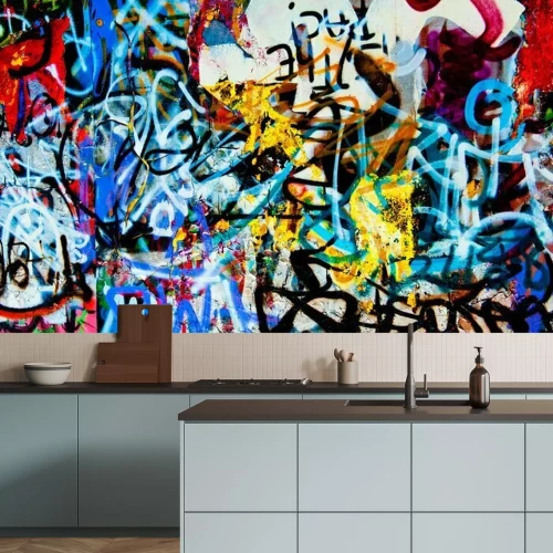 Fotobehang Jeugdige muur graffiti