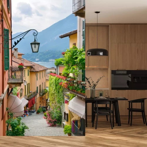 Fotobehang Schilderachtig uitzicht stadje straat in Comomeer Italië