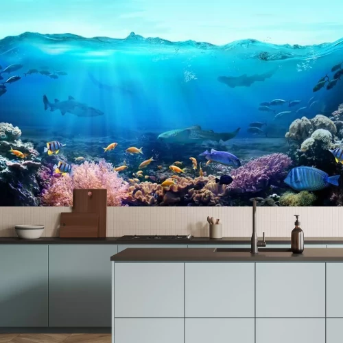 Fotobehang 3D koraalrif en golven