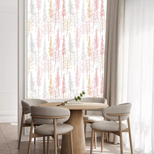 Behang  Floral vector seamless pattern. Simple stylized flowers and leaves background made with clipping mask for easy editing.