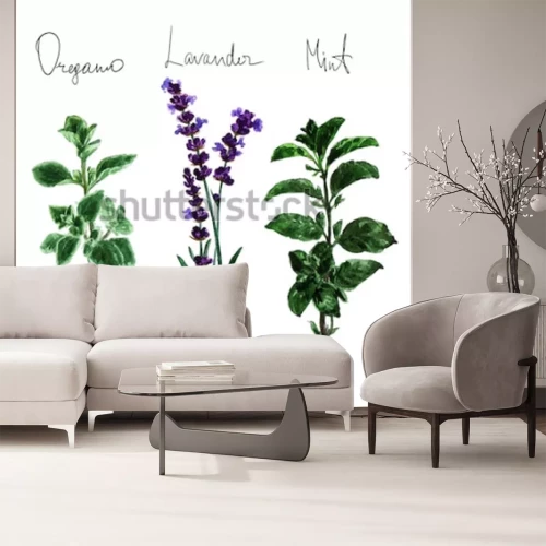 Sticker Lavendel met oregano en munt