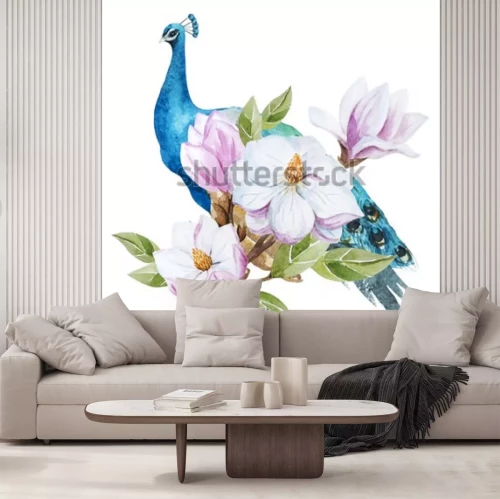 Sticker Magnoliatak en pauw