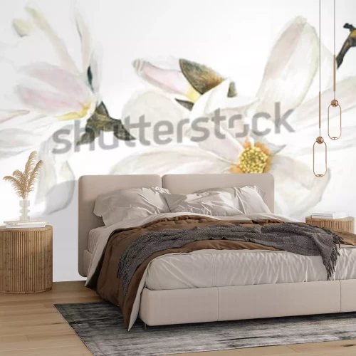 Sticker Witte magnolia's op een tak