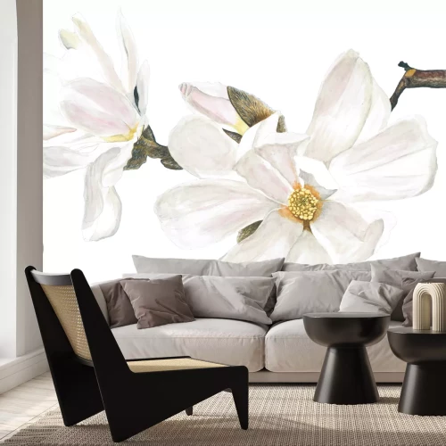 Sticker Witte magnolia's op een tak