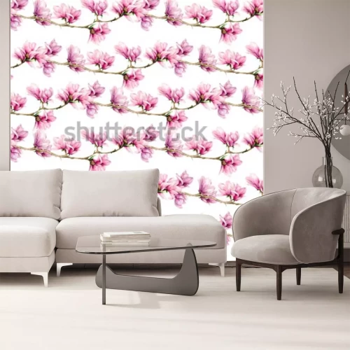 Sticker Patroon met magnoliatakken