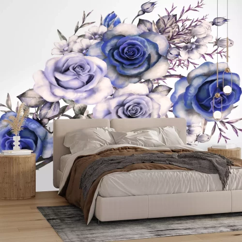 Sticker Blauwe rozen in een boeket