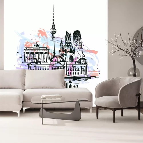 Sticker Berlin abstract color drawing. Berlin sketch vector illustration