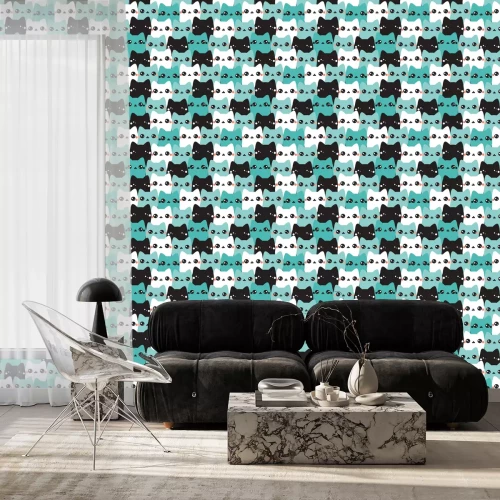 Behang Katten die achter elkaar zitten