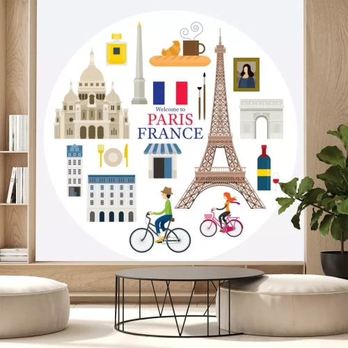 Sticker Paris, France Landmarks and Travel Label