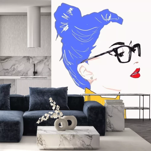 Sticker Girl with glasses. Student girl. Smart girl. Portrait young woman