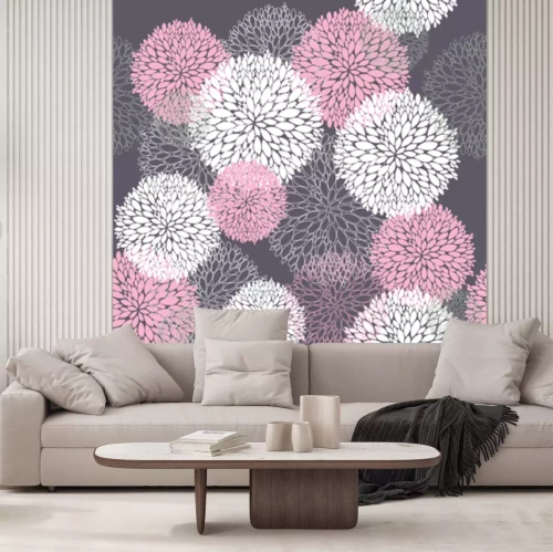 Sticker Ronde bloemen in gedempte kleuren