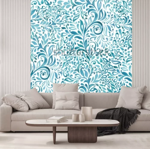 Sticker Abstracte zee golven achtergrond. Etnisch naadloos patroonornament. Vector patroon Oceaan.