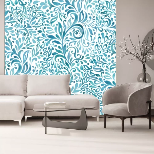 Sticker Abstracte zee golven achtergrond. Etnisch naadloos patroonornament. Vector patroon Oceaan.