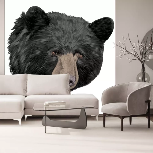 Sticker Zwarte beer schets hoofd vectorafbeeldingen kleurenafbeelding