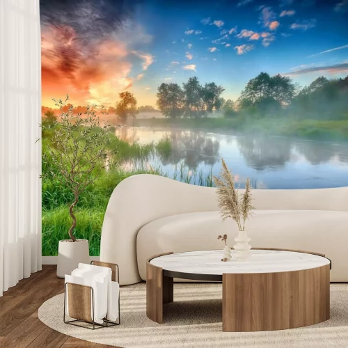 Fotobehang De adembenemende lucht boven de vallei en de rivier