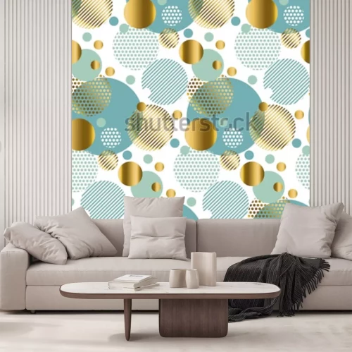 Sticker snuisterijdecoratie, modern lichtgoud naadloos patroon met cirkels. Xmas achtergrond. Kerst achtergrond. Winter patroon. Seizoen vector illustratie. Vakantie patroon