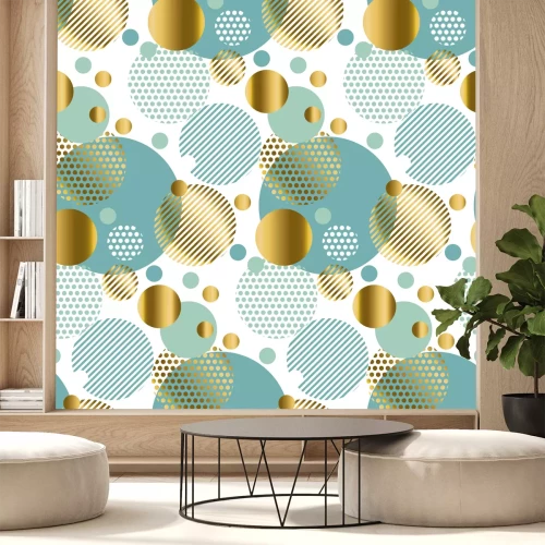 Sticker Snuisterijdecoratie, modern lichtgoud naadloos patroon met cirkels. Xmas achtergrond. Kerst achtergrond. Winter patroon. Seizoen vector illustratie. Vakantie patroon