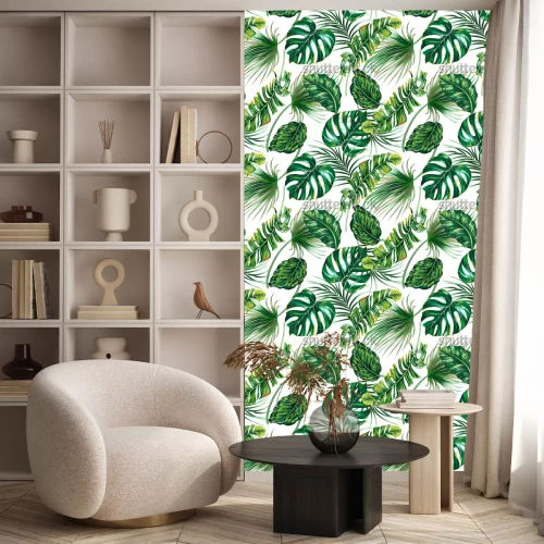 Behang Bladeren - monstera op een witte achtergrond