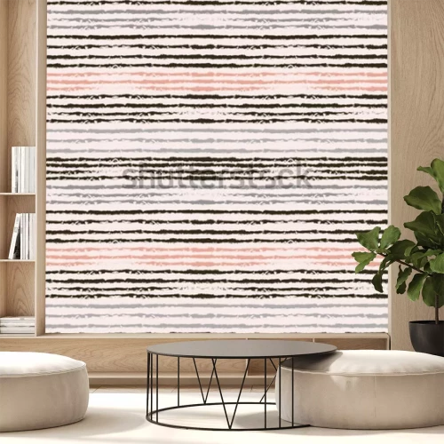 Sticker Hand getrokken pastel roze, licht en donker grijze strepen naadloze patroon. Horizontale penseelstreken die vectortextuur herhalen. - voorraad vector