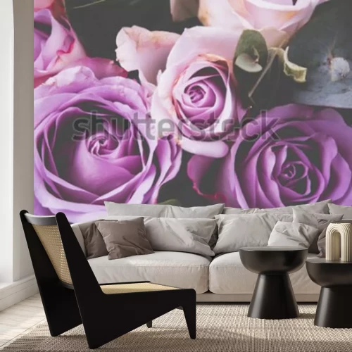 Fotobehang Paarse retro rozen
