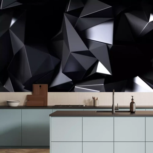 Sticker Zwart ruimtelijk oppervlak met geometrische vormen