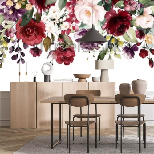 Sticker Rode rozen in de vorm van een slinger