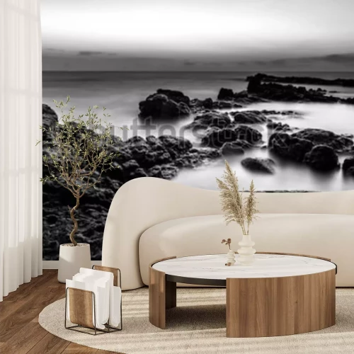 Fotobehang Zwart-witte zee