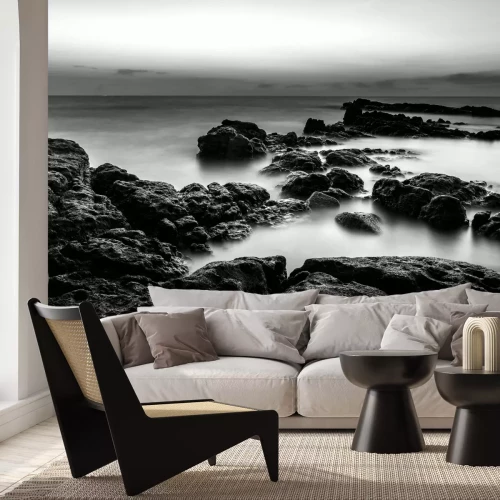 Fotobehang Zwart-witte zee