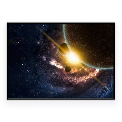 Poster De ruimte met planeten en nevels.