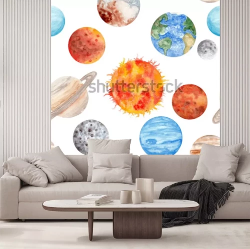 Sticker Kosmos voor kinderen illustratie met hemellichamen