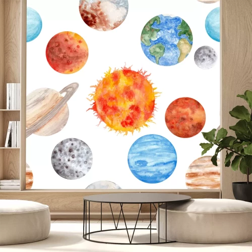 Sticker Kosmos voor kinderen illustratie met hemellichamen