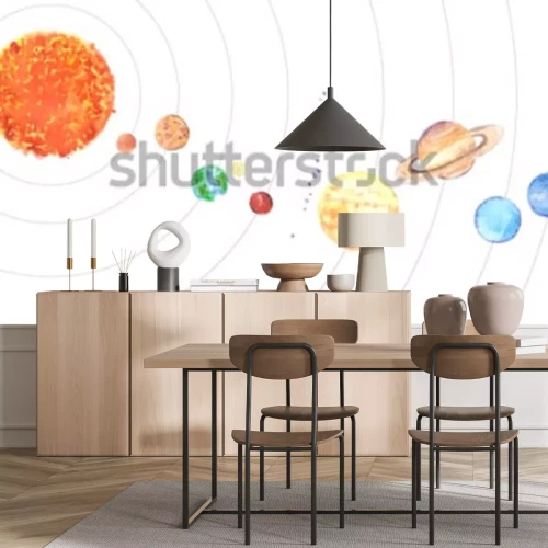 Sticker Het kleurrijke zonnestelsel van de ruimte voor kinderen