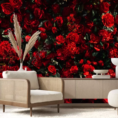 Fotobehang Boeket van rode rozen