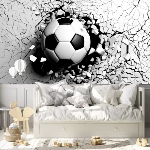 Fotobehang De bal gaat door de muur