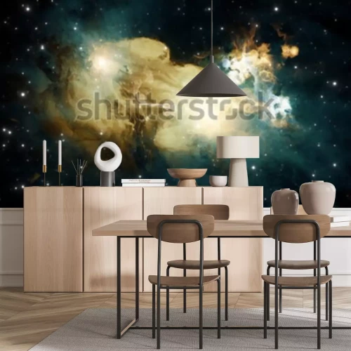 Fotobehang Kosmische gele nevel