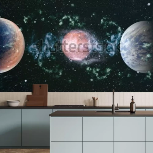Fotobehang Heelal planeten in het donker