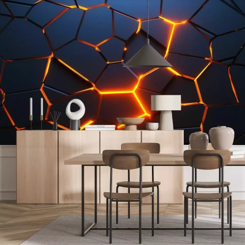 Fotobehang Zwarte 3D-scheurmuur