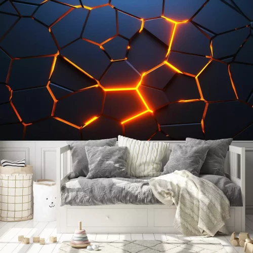 Fotobehang Zwarte 3D-scheurmuur