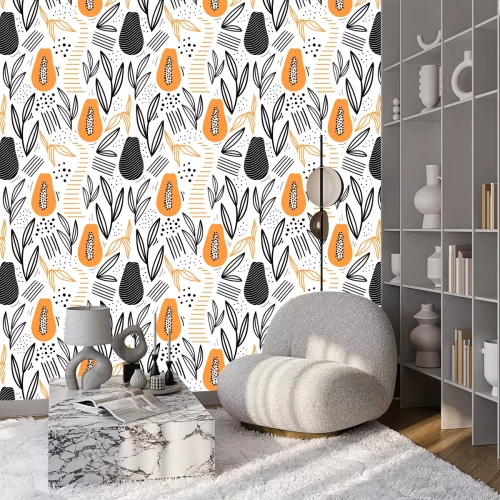 Behang Papaya minimalistisch patroon
