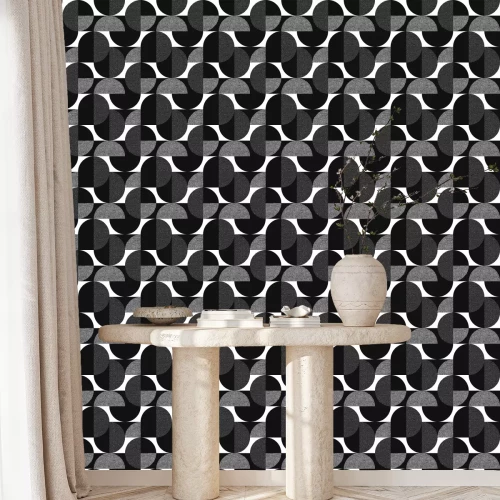 Behang Zwart-wit patroon in moderne stijl