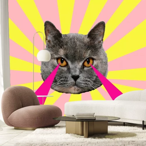 Sticker Abstracte collage met kat